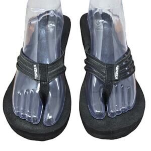 Teva Black Strappy Wedge Sandals Women's Size 11